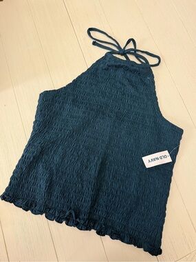 Old Navy Teal Smocked Halter Tank